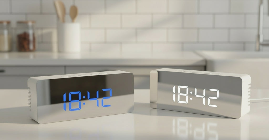 Digital LED multi-function mirror clock